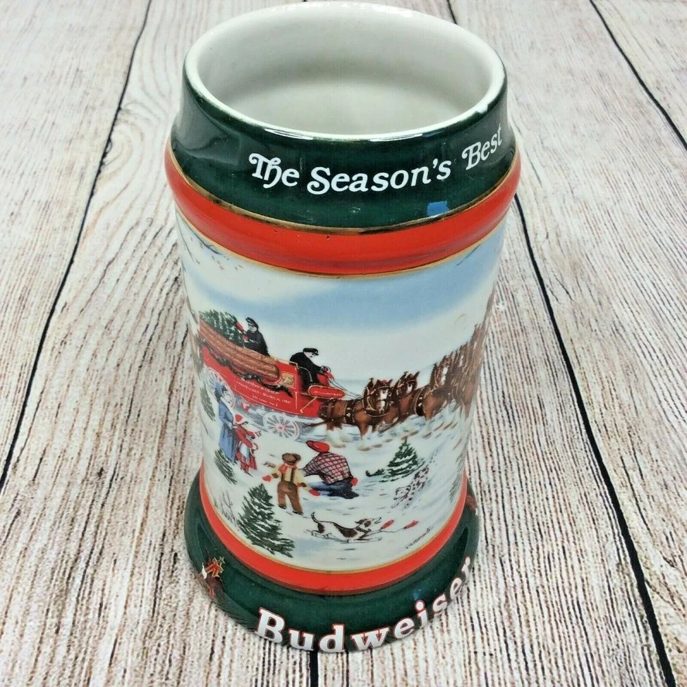 Vintage 1991 Budweiser Anheuser Busch Holiday Beer Stein Clydesdale Horses